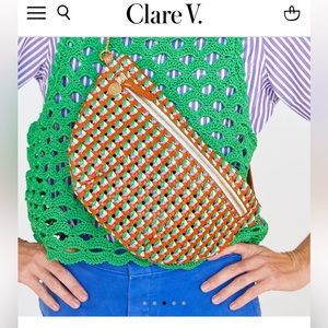 Clare V. Grande Fanny in Multi Mercado Rattan NEW